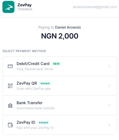 Inline checkout - real screenshot